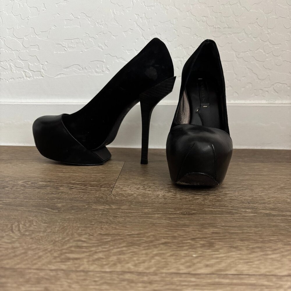 BCBG Max Azria High Heel Platform Leather & Suede Shoes - Black